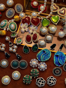 925 Silver Needle Vintage Elegant Irregular Versatile Ear Cuff And Stud Earrings Fashionable Retro Middle-Aged Style Jewelry