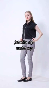 kemeja waist jstudio68 zip waist top