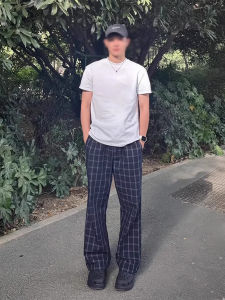 Quần Dài Nam Họa Tiết Kẻ Caro Phong Cách Mỹ Cổ Điển Quần Dài Thường Ngày Mỏng Quần Dài Ống Đứng Thường Ngày Mùa Hè