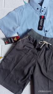 Setelan Kemeja Anak Laki laki Lengan Pendek | Stelan Baju Anak Cowo Hem Celana Pendek Usia 3 4 5 6 7 8 9 10 Tahun