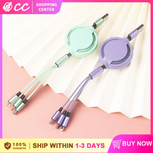 Retractable Original 3 In 1 Fast Charger Cable USB Charge Cord for IOS/Android/Type C USB Lightning Cable for Huawei Xiaomi Oppo Vivo IPhone Charger Cord
