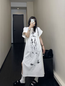 Áo Thun Nữ Tay Ngắn in Hình Dáng Người Dài Quá Đầu Gối Mùa Hè Thời Trang Thường Ngày Rộng Rãi Thoải Mái Thoáng Khí