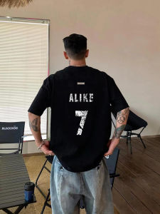 American Style Hip Hop Short Sleeve T-Shirt Mens Summer Casual Cotton Pure Breathable round Neck Top Street Fashion