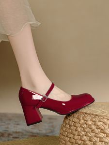 Comfortable Wide-Fit Mary Jane Bridal Shoes for Petite and Broad Feet Red