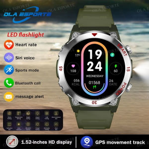2025 NEW Outdoor Military Sports Waterproof Smart Watch Health Monitoring GPS Tracker Bluetooth Call LED Flashlight Smartwatch