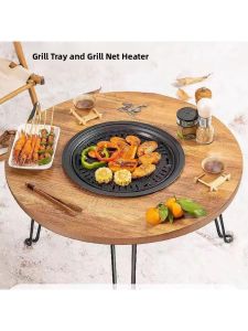 Portable Folding Camping BBQ Grill Set Indoor Outdoor Charcoal Fire Pit Tea Cooking Table Lightweight Travel Gear Three to Five Person