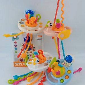 Kissdora Montessori Pull String Sensory Toys Silicone Pull String Sensory Toys Pull String Toy Food Grade Silicone