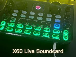 X60 Original Sound Card Audio Mixer Voice Changer with Cool Lights
