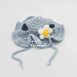 Handcrafted Pet Cat Hat Spring Flowers Cute Headwear Dog Accessory Knitted Decorations Universal Size Beret Hat for Pets