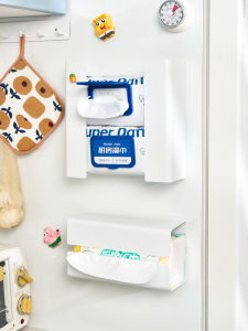 Magnetic Kitchen Wipes Storage Box Japanese-Style Refrigerator Side Magnet Wet Tissue Storage Rack Tissue Paper Extraction Box