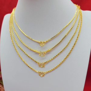 สร้อยคอทอง 2 สลึง คละเเบบ ความยาว 1819 นิ้ว ชุบทอง ทองปลอม แฟชั่น ใส่อาบน้ำได้ ใส่ออกงานได้ รูปถ่ายจากสินค้าจริง พร้อมส่ง