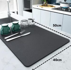 HK.1pcs Diatom mud kitchen drainage mat Dish Drying Mat Kitchen Absorbent Drainer Coaster Super Water Absorbent for Kitchen Counter