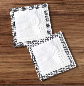 Party Napkin Serviette Disposable Paper Tableware Decoupage- Colour Graphic Grey Tessellation White Centre [NSP163]