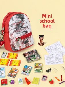 Miniature Mini School Bag Set for Girls Which Books Simulation Toy Realistic Small Items Childrens Day Gift