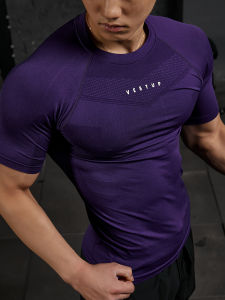 VEST UP | Áo thun nam tay ngắn tập gym form ôm liền mạch co giãn cao chống nhăn phong cách Mỹ