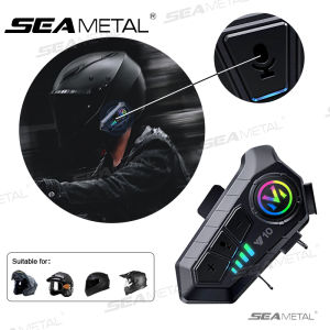 SEAMETAL Y10 Motorcycle Helmet Headsets Stereo Wireless Bluetooth 5.3 Ipx6 Waterproof 2000Mah Noise-canceling Earphone