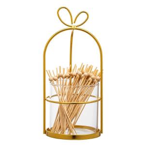 Disposable Food Grade Bamboo Fruit Forks Set Creative Design for Eating Watermelon And Other Fruits Storage Canister Included