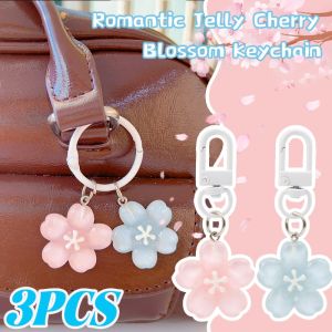 3 cái mô phỏng hoa anh đào móc khóa gắn mặt dây mờ hình hoa móc chìa khóa xe ô tô Mặt dây chuyền nhựa thông sáng tạo Ba lô nữ Phụ kiện trang trí quà tặng
