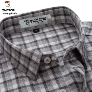 Tucano | Áo Sơ Mi Nam Tay Dài Màu Xám Caro Bằng Cotton
