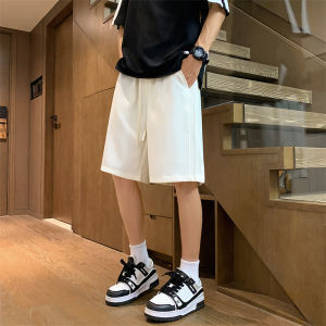 Ice Silk Drape Casual Suit Shorts Men Summer Thin Loose Large Size Pleated Striped Cool Feeling Five-Quarter mid Pants