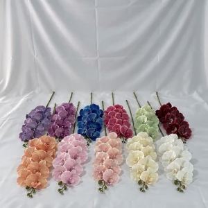 85cm 9 Heads 3D Printing Artificial Flowers Orchid Fake Phalaenopsis Flower Vase Fillers for Home Wedding Indoor Decoration
