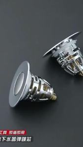 ZEO Universal Bathroom Sink Drain Stopper Brass Pop-Up Sink Drain Filter(Silver)