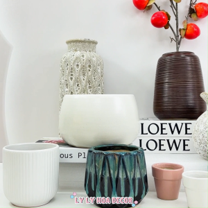 Lọ sứ xô mini chậu nhỏ trồng sen đá trồng tiểu cảnh decor bàn học bàn làm việc