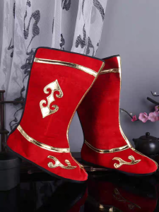 Aishang Long Tube Ethnic Dance Shoes Mens Mongolian Dance Performance Shoes Wealth God Flower Mulan Boots Traditional Opera Shoes