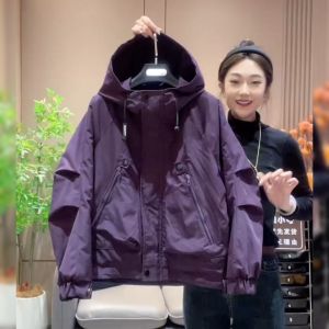 Casual Short Womens Jacket Versatile Loose Fleece Spring Autumn New Style Hooded Slimming Baseball Coat Windbreaker