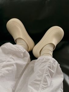 Cute Big Head Rain Boots Womens Four Seasons Outdoor Fashion Anti-slip Waterproof Toe Cover Half Slippers Thin Strip EVA