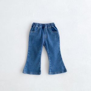 Girls Spring Autumn Denim Jeans Baby Wear Outerwear Micro Flared Trousers Long Pants for Children And Toddlers
