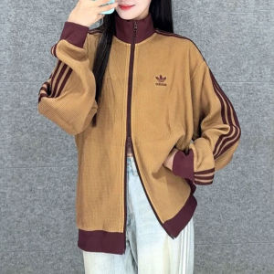 adidas | Retro Stand Collar Stripe Waffle Jacket