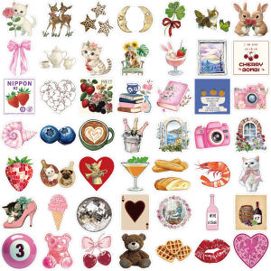 50PCS Pink Aesthetic Pinterest Graffiti Stickers Guitar Notebook Luggage DIY Phone Case Waterproof Stickers