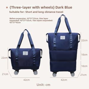 QINGBINJIAJU | Expandable Carry-On Trolley Travel Bag Waterproof Lightweight