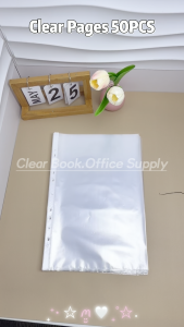 50Pcs Clear File Pages 11 Holes Long Pouch Suit 2/3/4/5 Rings Binder Clear Plastic Sleeves 23.5x34cm