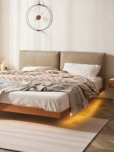 YUANSHI YUANSU | Modern Simple North American Cherry Wood Single Vintage Floating Bed