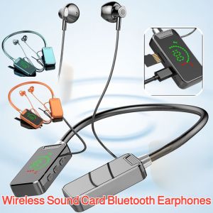 Wireless Bluetooth Earphones Bluetooth Headphone Sound Card Live Streaming Earphones Hanging Neck Headset  Noise Cancelling Earbuds