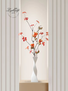 ดอกไม้เทียมแบบสมจริง ตกแต่งบ้านสไตล์ยุโรป กลิ่นamber ช่อดอกไม้พร้อมถ้วยเซรามิก ตกแต่งโต๊ะหน้าบ้าน ดอกไม้ฤดูใบไม้ร่วง