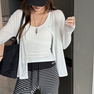 LANMENGYA | Ice Silk Sun Protection Cardigan Loose and Breathable V-Neck Long Sleeve Shirt