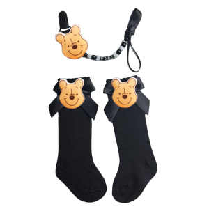 Disney | New Style Baby Cotton Socks Big Bows Girls Princess Socks Cute Baby Soothing Pacifier Clip Newborn Baby Carriage Chain Clip