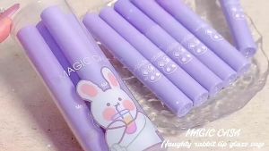 Lipstik Purple Rabbit Mud Lip Glaze Korea Lipstick Lip Cream Magiccasa MC004