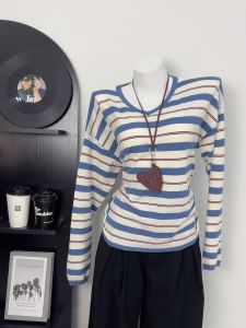 HUOLISI | Korean Style Striped V-neck Knitwear