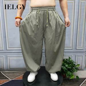 IELGY กางเกงหลวมสีทึบแฟชั่นกางเกงสำหรับผู้ชายฤดูร้อนกางเกงขาม้ากางเกงลำลองเข้ากับทุกชุดได้