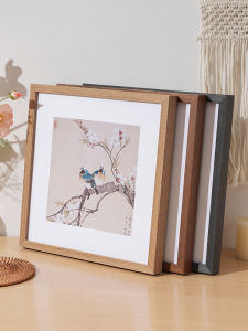 Chinese Style Square Solid Wood Picture Frame Embroidery Mounting Wall Hanging Landscape Painting Frame Traditional Art Decor