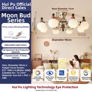 HUIPU ZHAOMING | French Vintage Style Smart Eye-protecting Ceiling Fan Light
