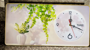 (100% ẢNH CHỤP) Tranh đồng hồ treo tường giàn lá tropical nhiệt đới có khung kèm pin và đinh