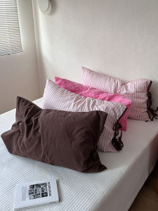 ผ้าห่มนอนผ้าฝ้ายแท้ลายทางผูกเชือก ผ้าห่มนอนแบบเรียบง่ายสำหรับหอพักนักศึกษา ผ้าฝ้ายแท้ระบายอากาศได้ดี