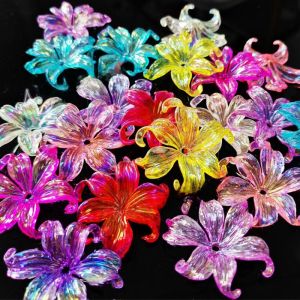 Handmade Acrylic Crystal Iris Flower Petal Aurora Ocean Petal Material for DIY Fashion Jewelry Accessories Transparent AB Colorful Rose