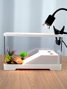 360° Panoramic View Turtle Tank Set Luxury Turtle Villa with Basking Platform Acrylic Aquarium Kit