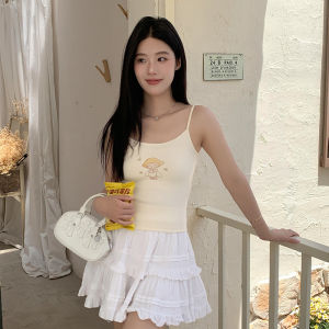 เสื้อกั๊กสายเดี่ยวพิมพ์ลายดั้งเดิมน่ารักสำหรับผู้หญิง เสื้อชั้นในสั้นเข้ารูป ดีไซน์เก๋ไก๋ เสื้อคลุมฤดูร้อนสำหรับผู้หญิง
